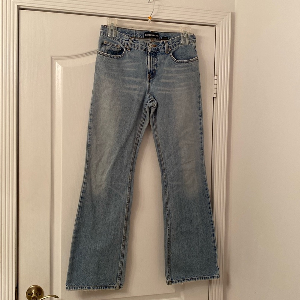 Express Blue Flare Wide Leg Denim